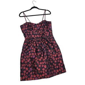 Chelsea & Violet‎ Mini Dress L Black Metallic Pink Heart Sweetheart Fit & Flare